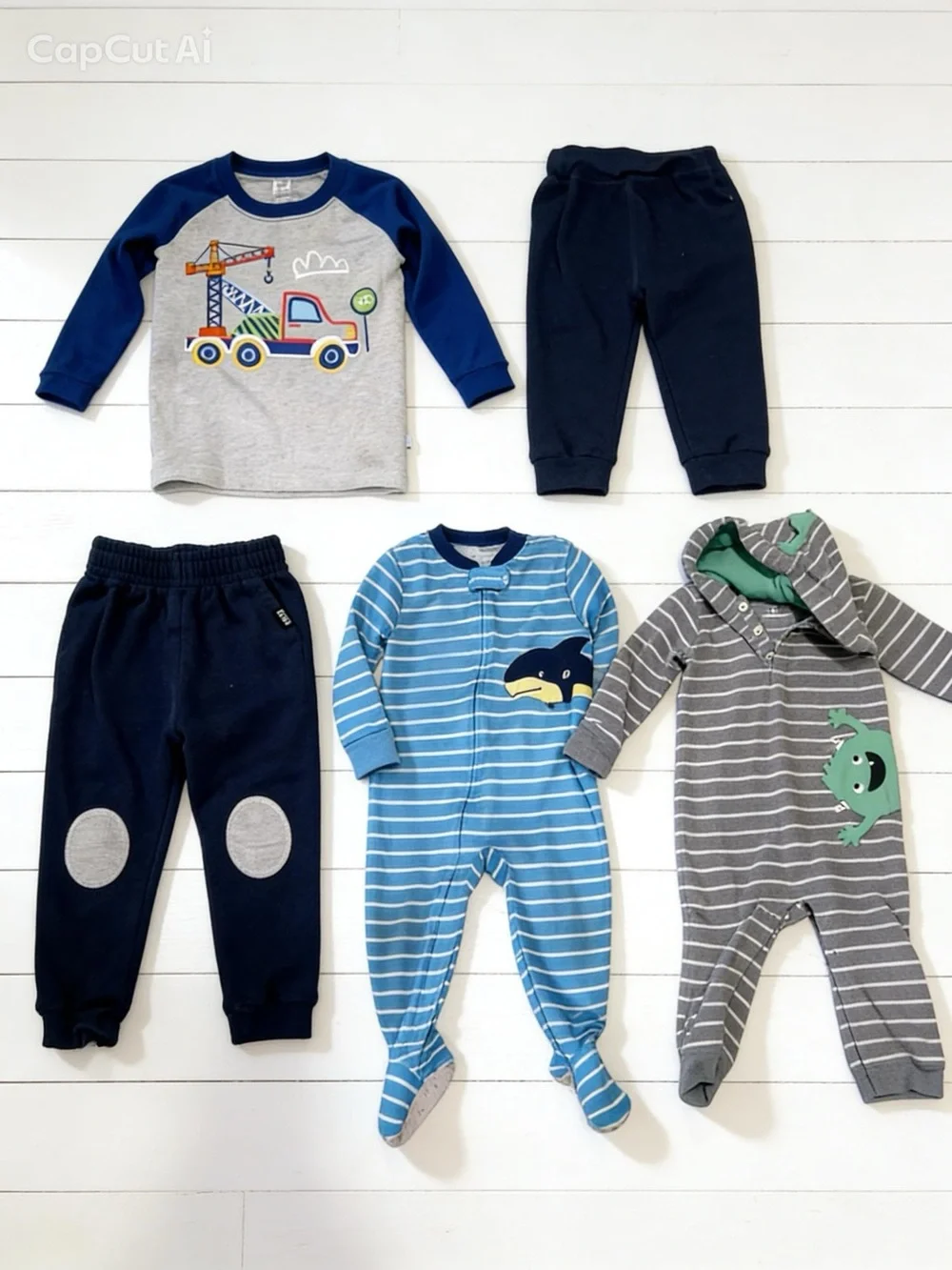5 piece Pre-Loved Baby Boy Bundle - Carters Onesies 18 Mo / Pants 2T